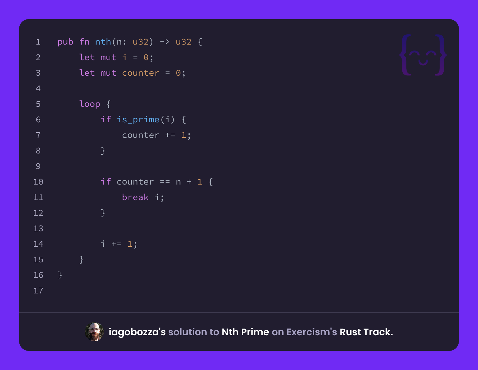 iagobozza's solution for Nth Prime in Rust on Exercism