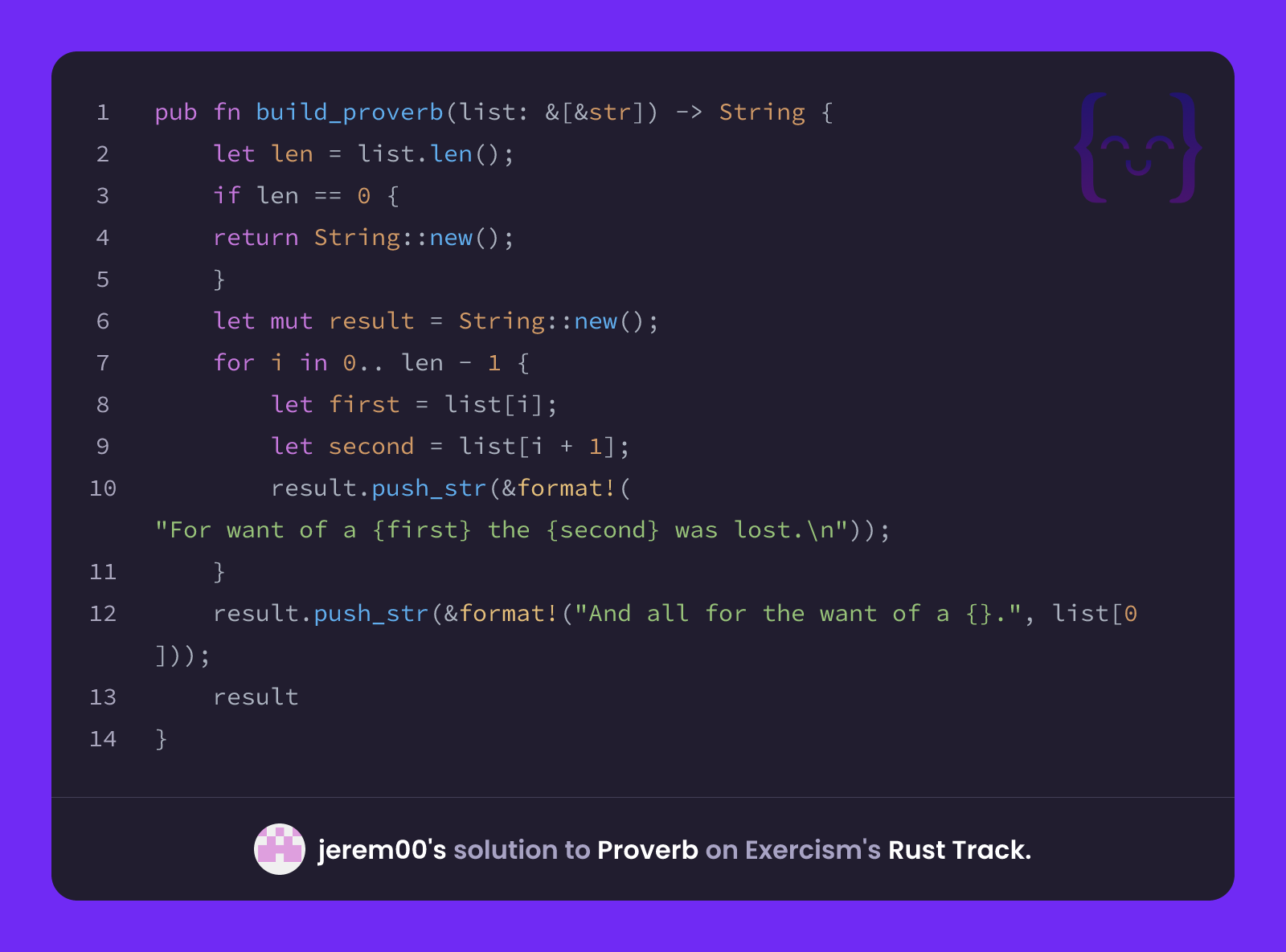 jerem00's solution for Proverb in Rust on Exercism