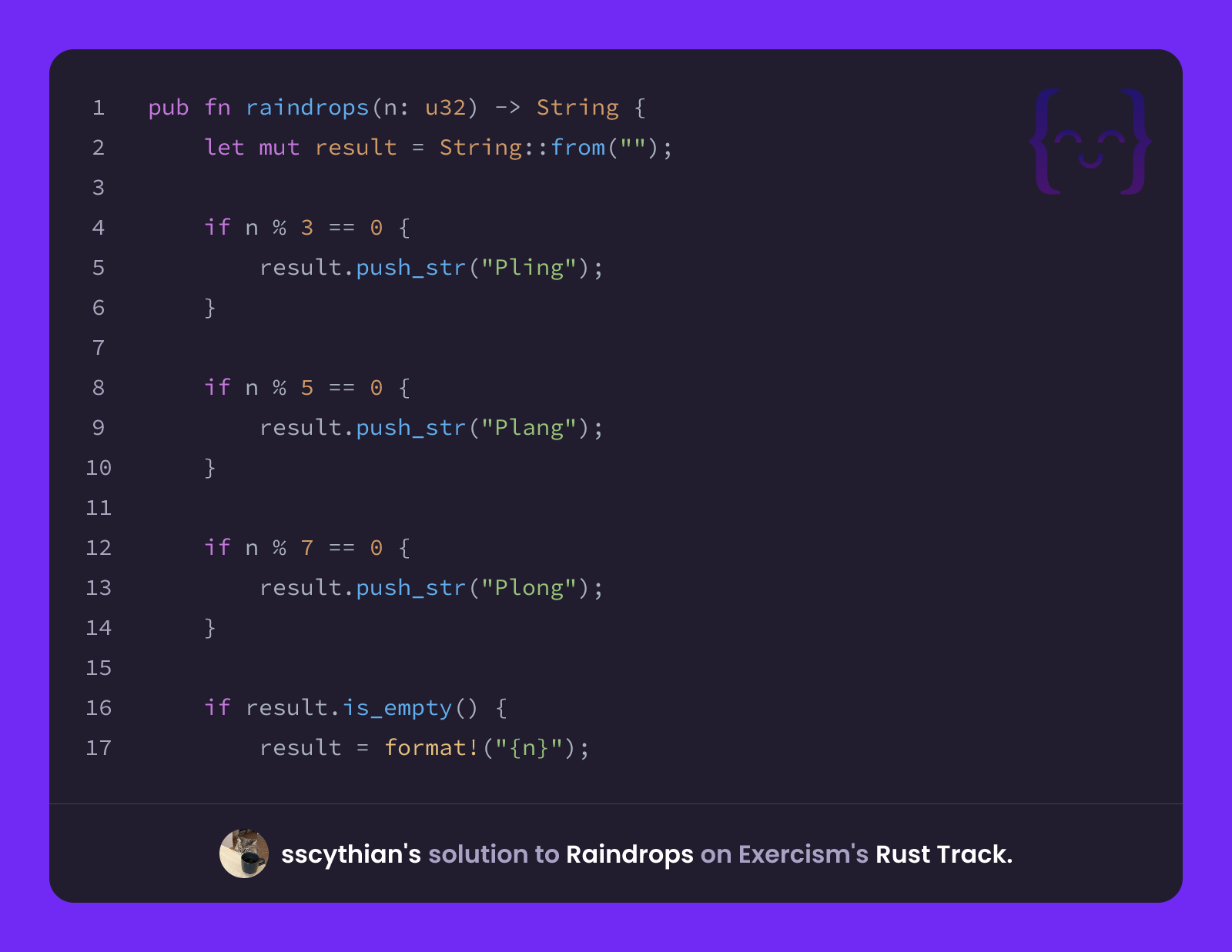 sscythian's solution for Raindrops in Rust on Exercism