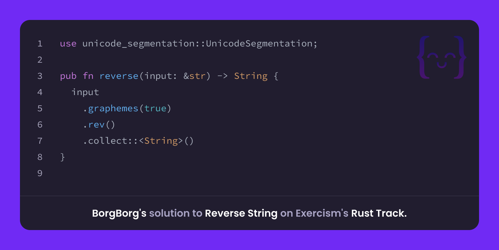 BorgBorg's solution for Reverse String in Rust on Exercism