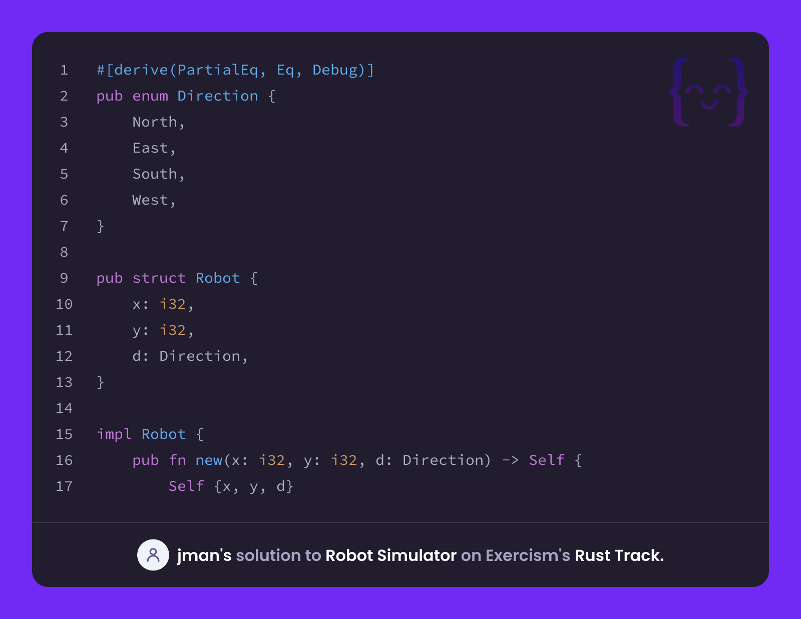 jman's solution for Robot Simulator in Rust on Exercism