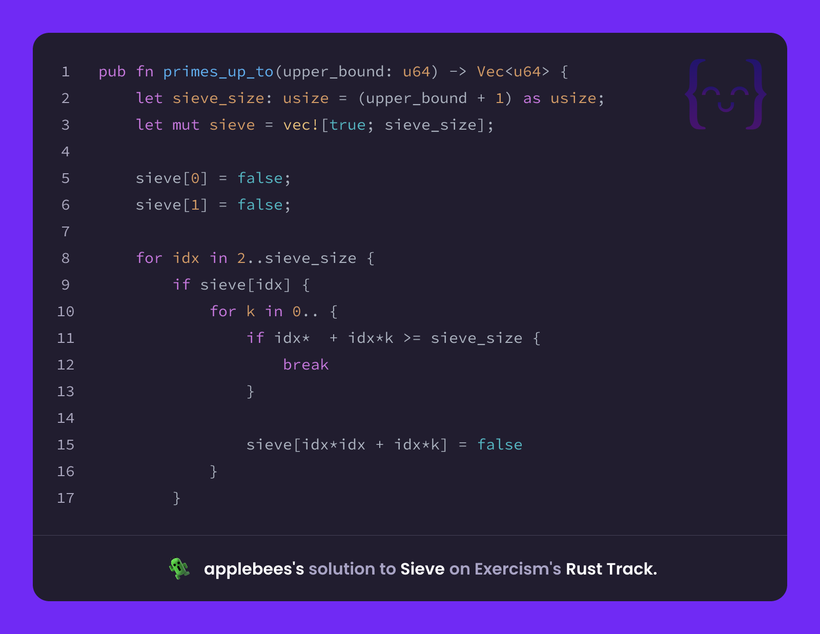 Niche Apple Rust applebees's solution for Sieve in Rust on Exercism