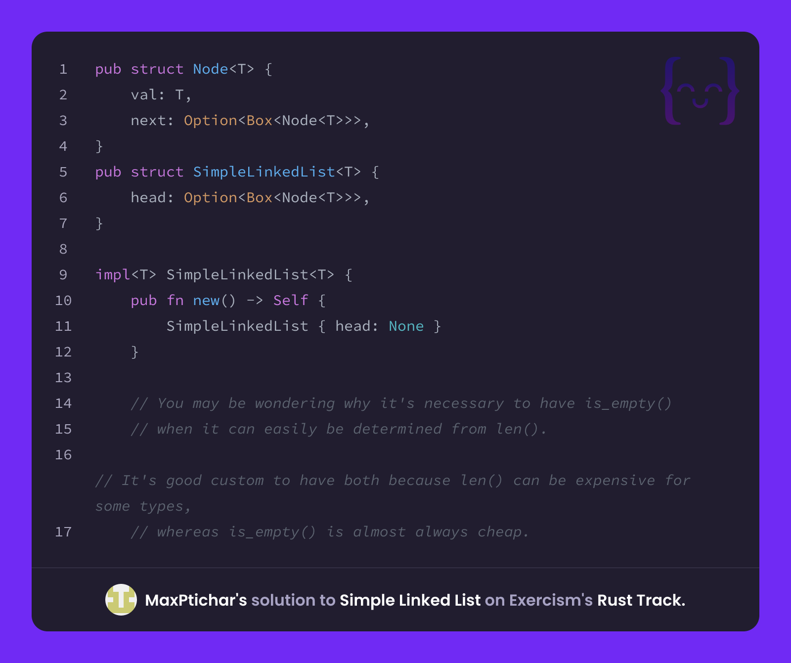 MaxPtichar's solution for Simple Linked List in Rust on Exercism