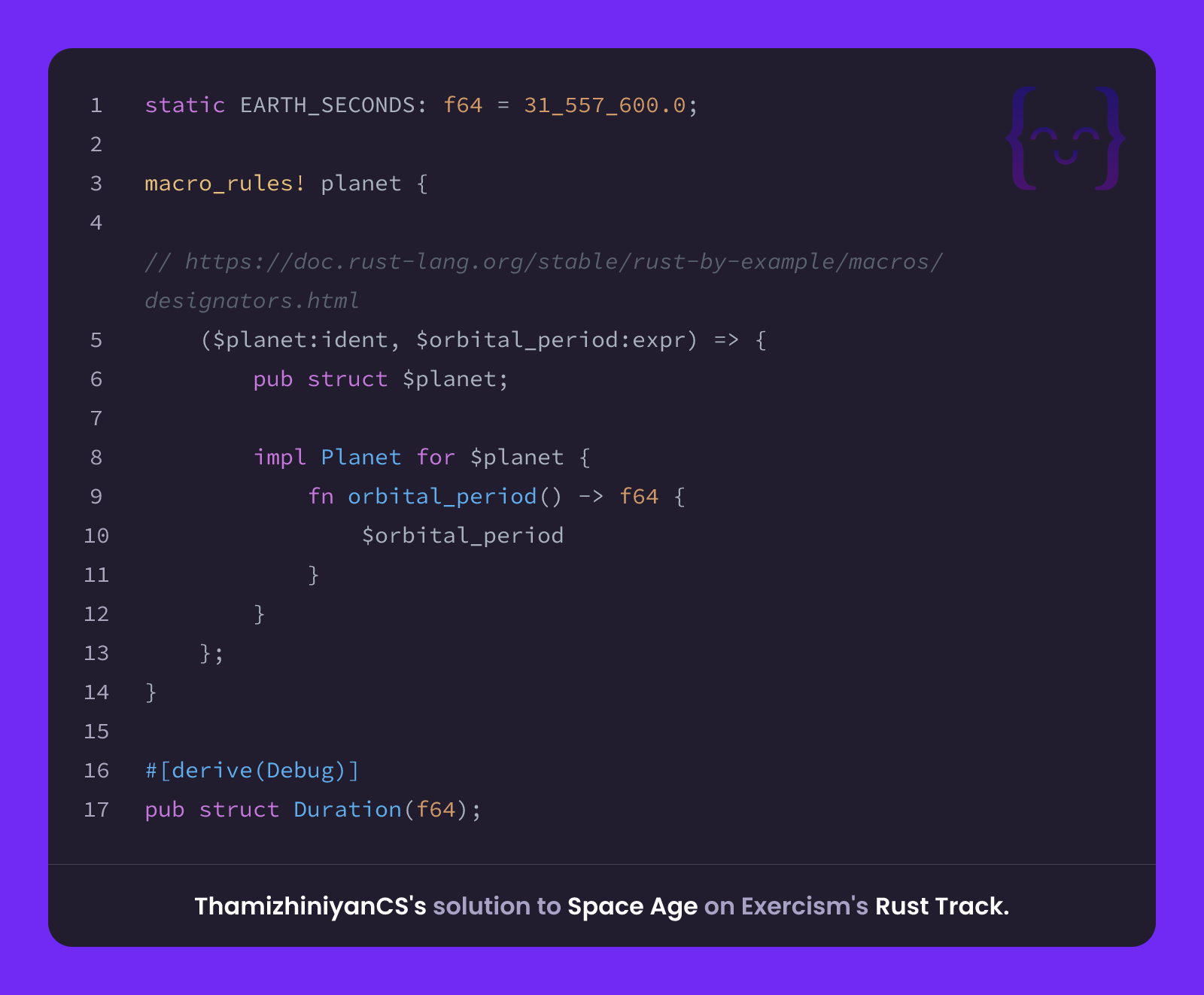 Rust Tc Space ThamizhiniyanCS's solution for Space Age in Rust on Exercism