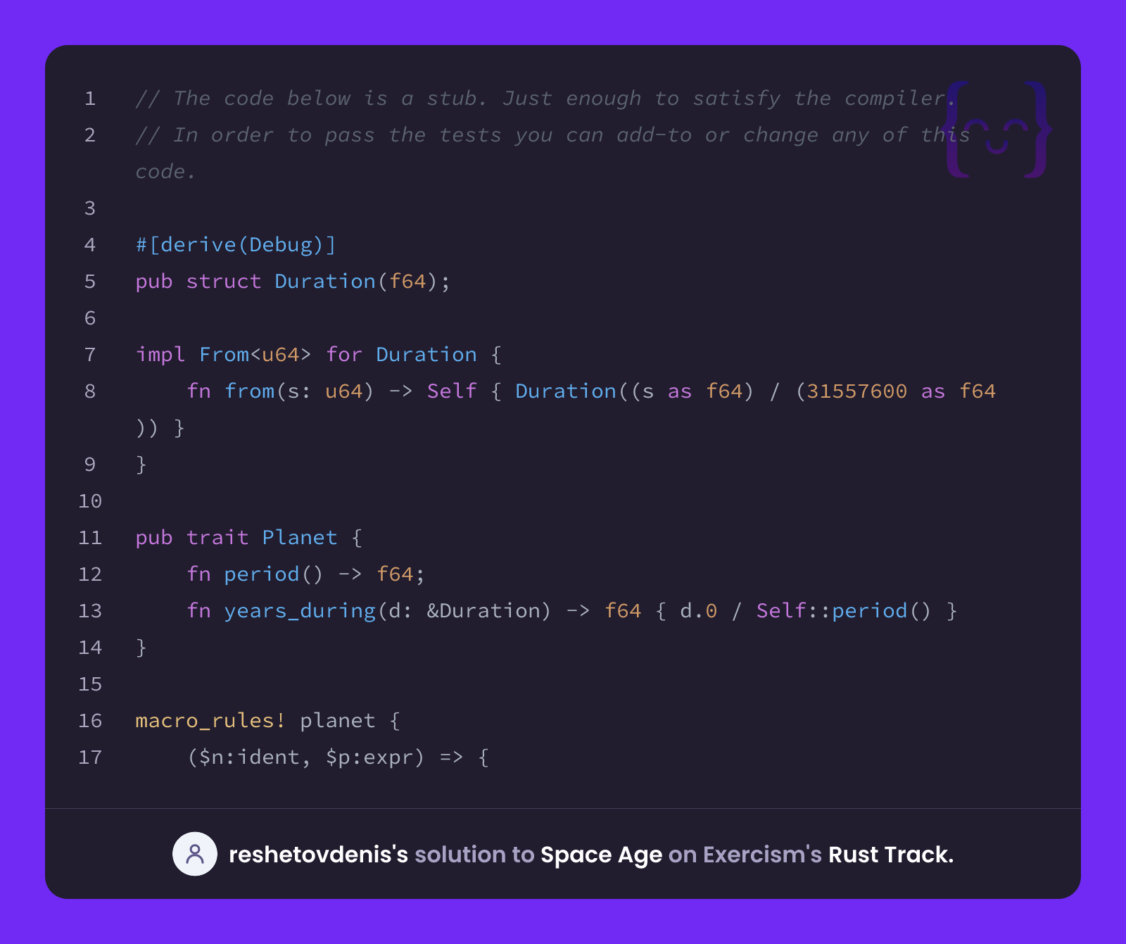 reshetovdenis's solution for Space Age in Rust on Exercism