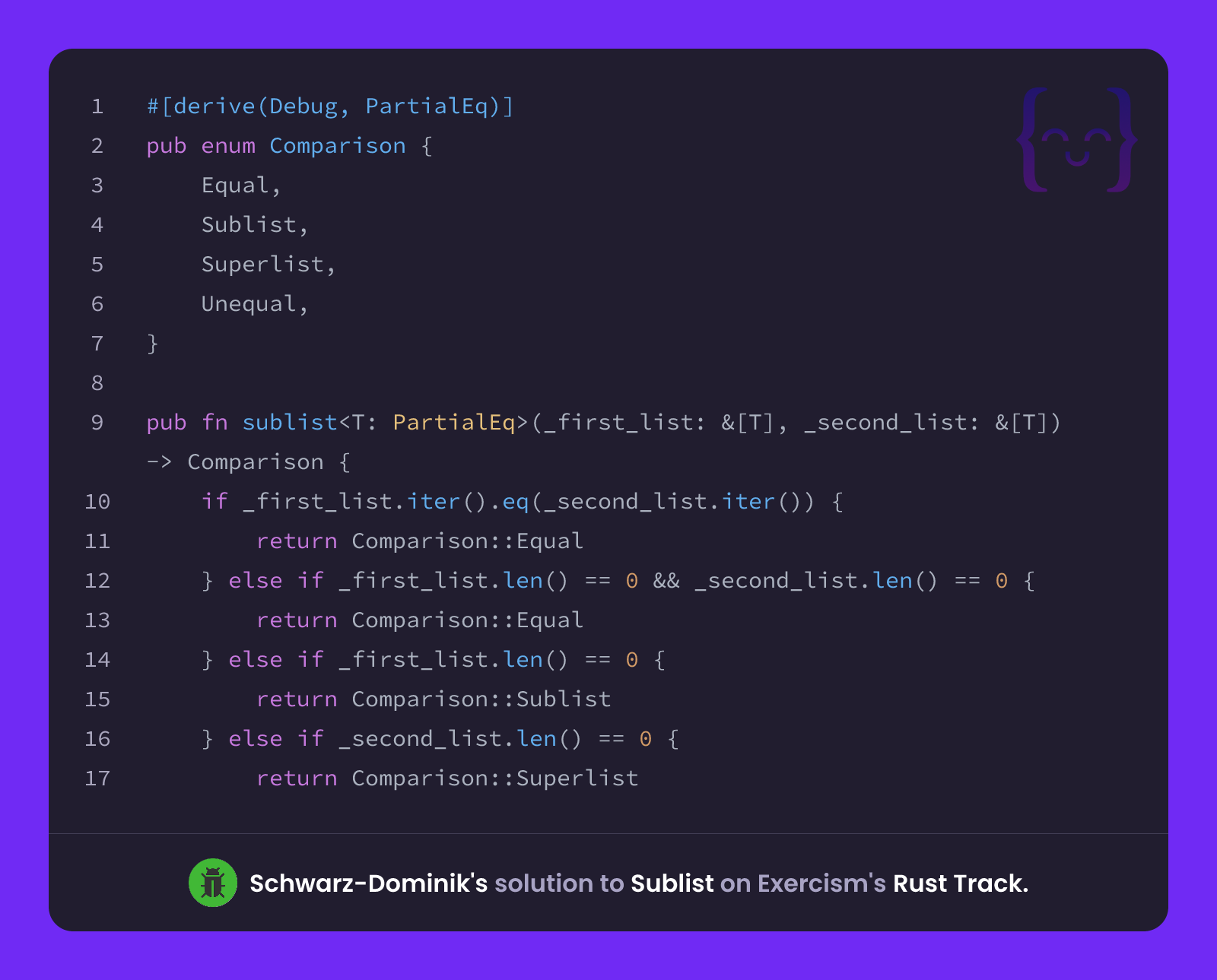 Schwarz-Dominik's solution for Sublist in Rust on Exercism