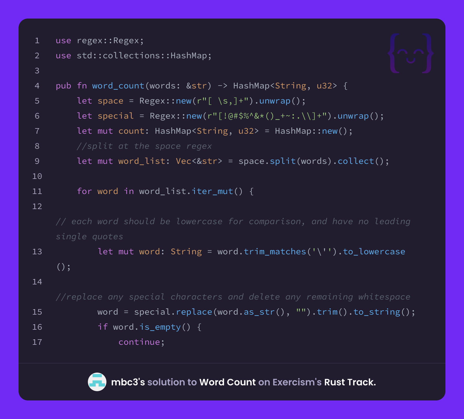 mbc3's solution for Word Count in Rust on Exercism