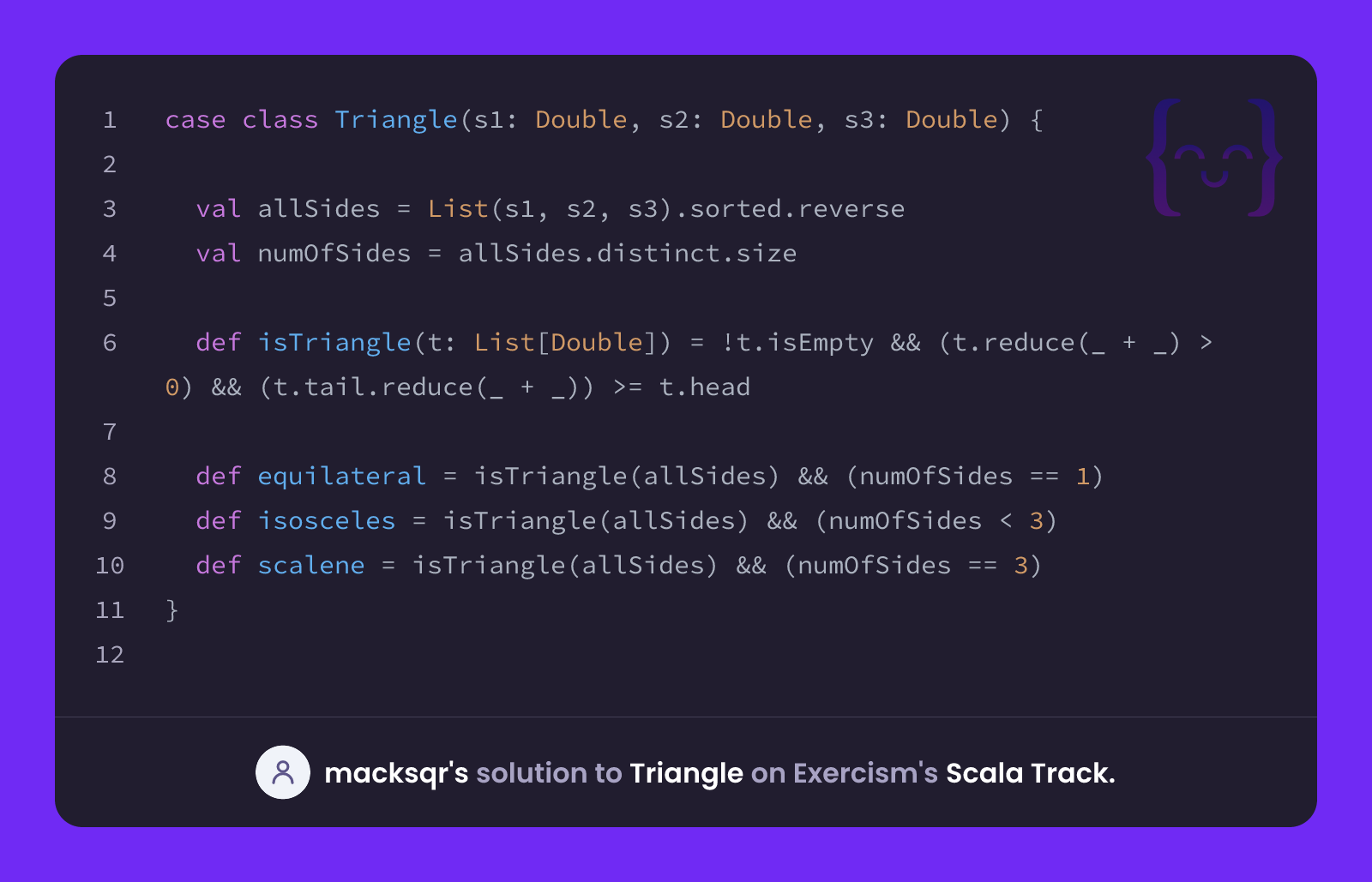 macksqr's solution for Triangle in Scala on Exercism