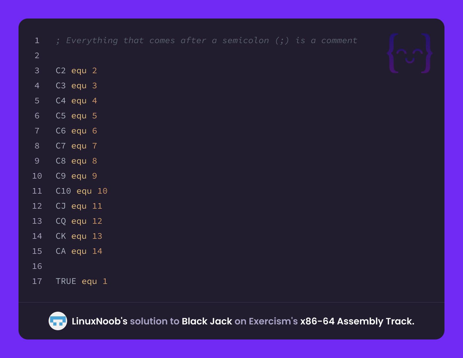 LinuxNoob's solution for Black Jack in x86-64 Assembly on Exercism